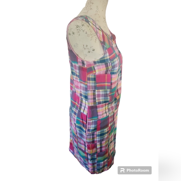 Talbots Pink Madras Plaid Patchwork Dress 8P - Picture 5 of 8